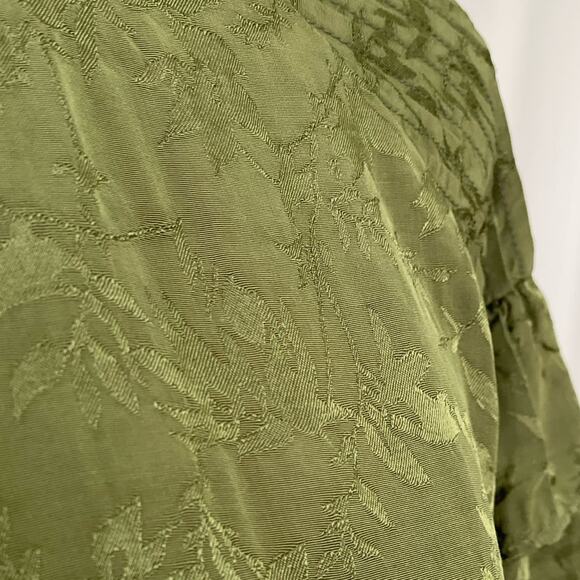 Tularosa Jacquard Green Floral Ruffle Romantic Top Women's Size S/M - Picture 5 of 8